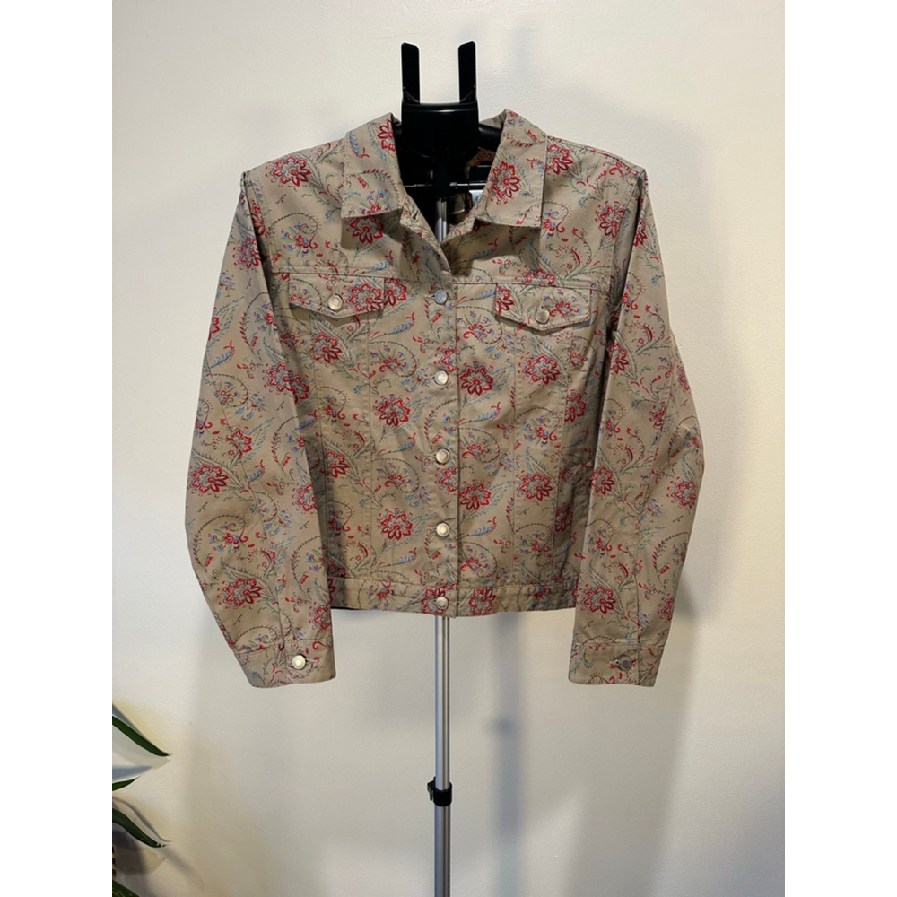 Y2K Pendleton Floral Trucker Jacket Women’s XL Cropped Cotton Utility